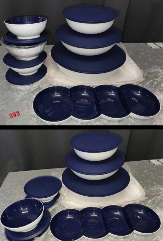 Tupperware Blauwe Allegra Setten (Zie omschrijving), Neuf, Enlèvement ou Envoi, Compatible lave-vaisselle, Autres types