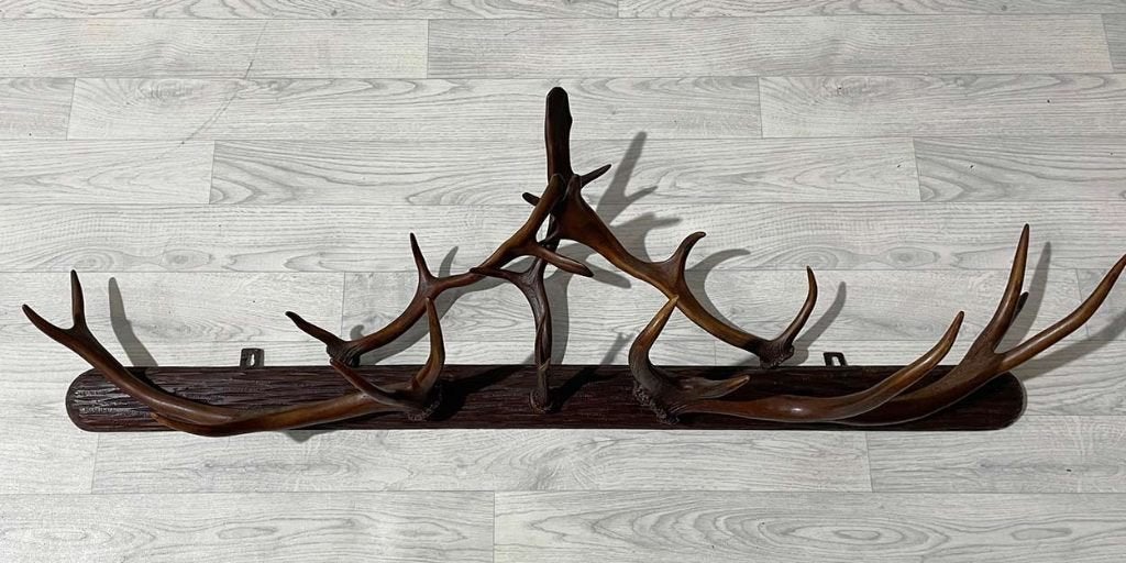 Oude houten GEWEI KAPSTOK - 132 cm breed, Overige materialen, Gebruikt, Minder dan 100 cm, Ophalen
