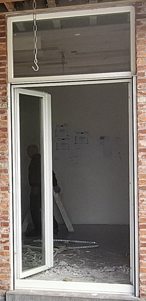 Terrasdeur met vast raam en vliegenraam Hoogte 2945mm, Ophalen, Buitendeur, Glas, 120 cm of meer