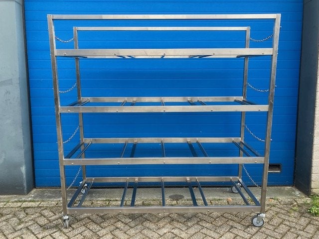 RVS stellingkast voor lijkschalen of kisten 4 lagen, Niet ingevuld, Nieuw, Niet ingevuld, Ophalen