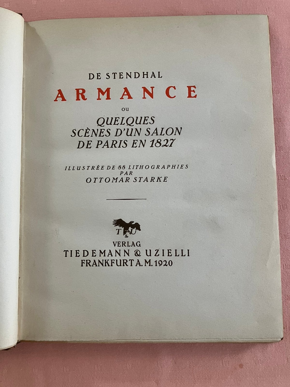De Stendhal Armance ou scènes salon de Paris en 1827 nr 363, Antiquités & Art, Antiquités | Livres & Manuscrits, Enlèvement ou Envoi
