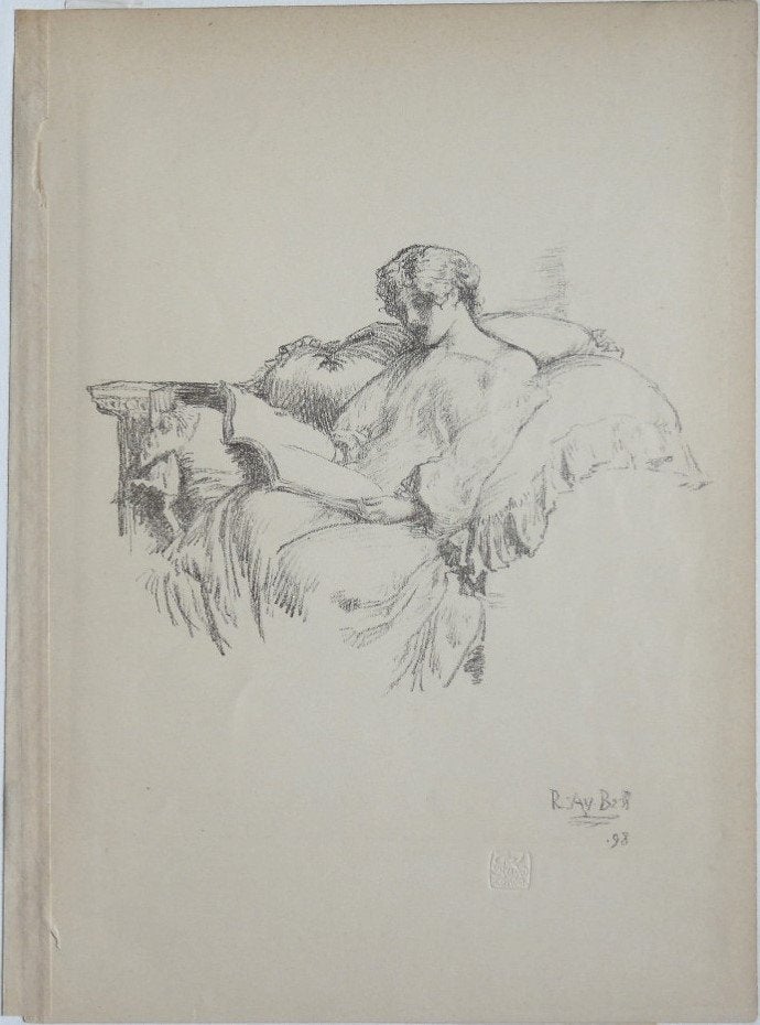 Laura Anning Bell autolitho "The Music Score" uit The Studio, Antiquités & Art, Original, Enlèvement, Lithographie, Portraits et figures
