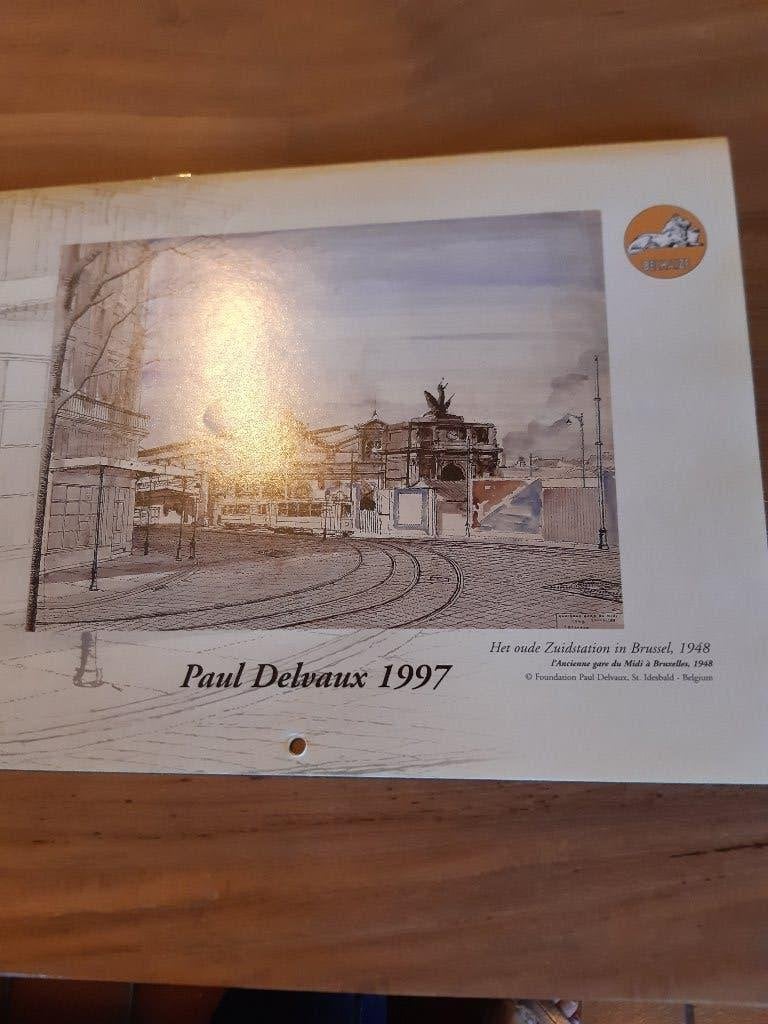 Calendrier Paul Delvaux avec Delhaize, Peinture et dessin, Comme neuf, Paul Delvaux, Enlèvement ou Envoi