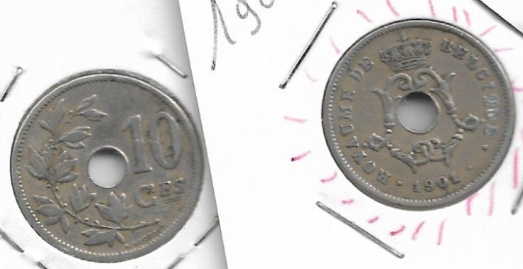 Belgique : 10 centimes 1901 FR (le plus rare) = morin 257, Timbres & Monnaies, Envoi, Monnaie en vrac