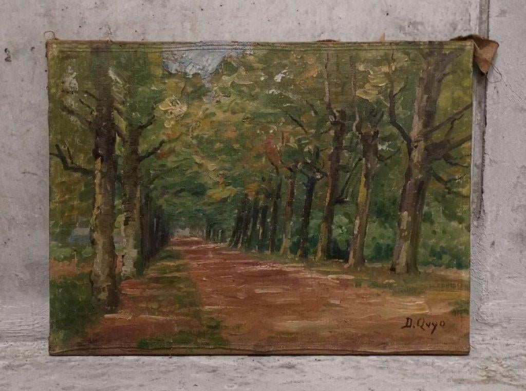 Zonnige dreef met platanen (Ca 1900) - Daniel Quyo, Antiek en Kunst, Ophalen