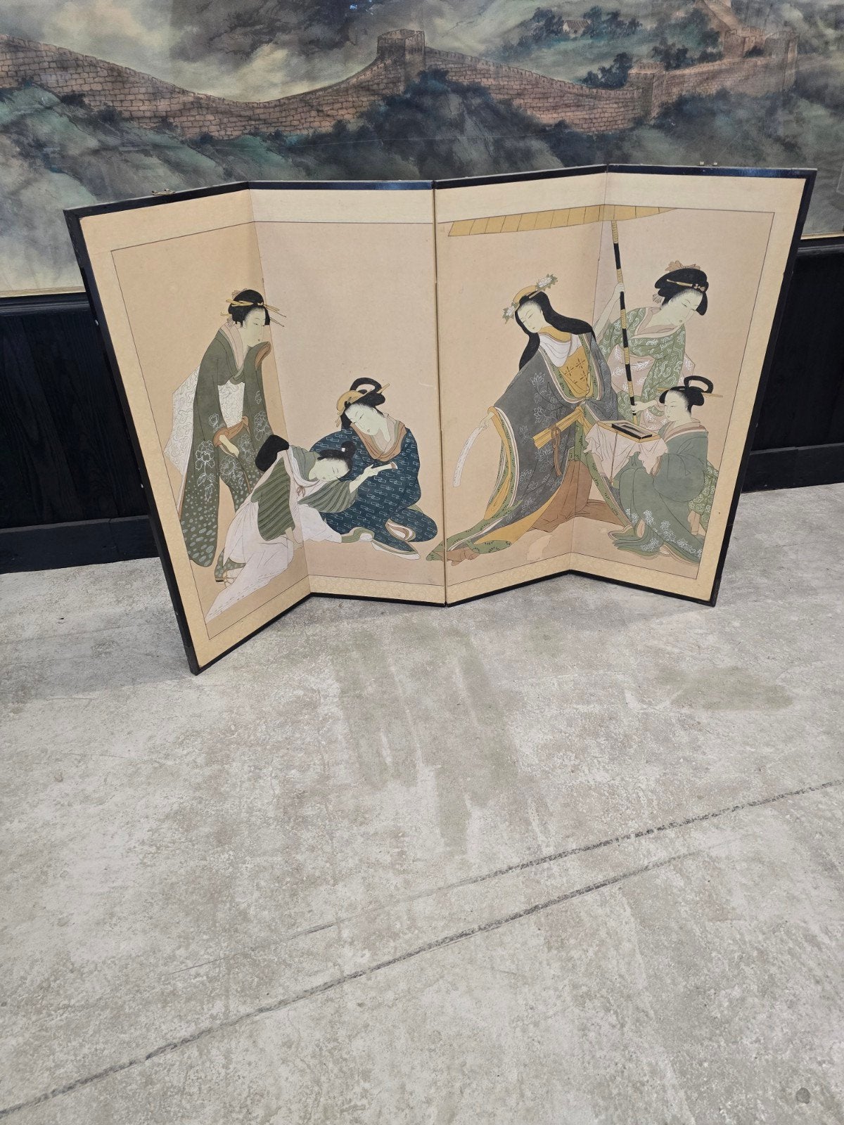 paravent japonaise (antique), Antiquités & Art, Japon, Enlèvement, Tableau, Papier/carton