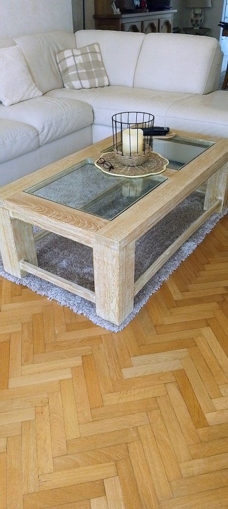 Salontafel, Huis en Inrichting, Tafels | Salontafels, Ophalen, 50 tot 100 cm, Zo goed als nieuw, Eikenhout