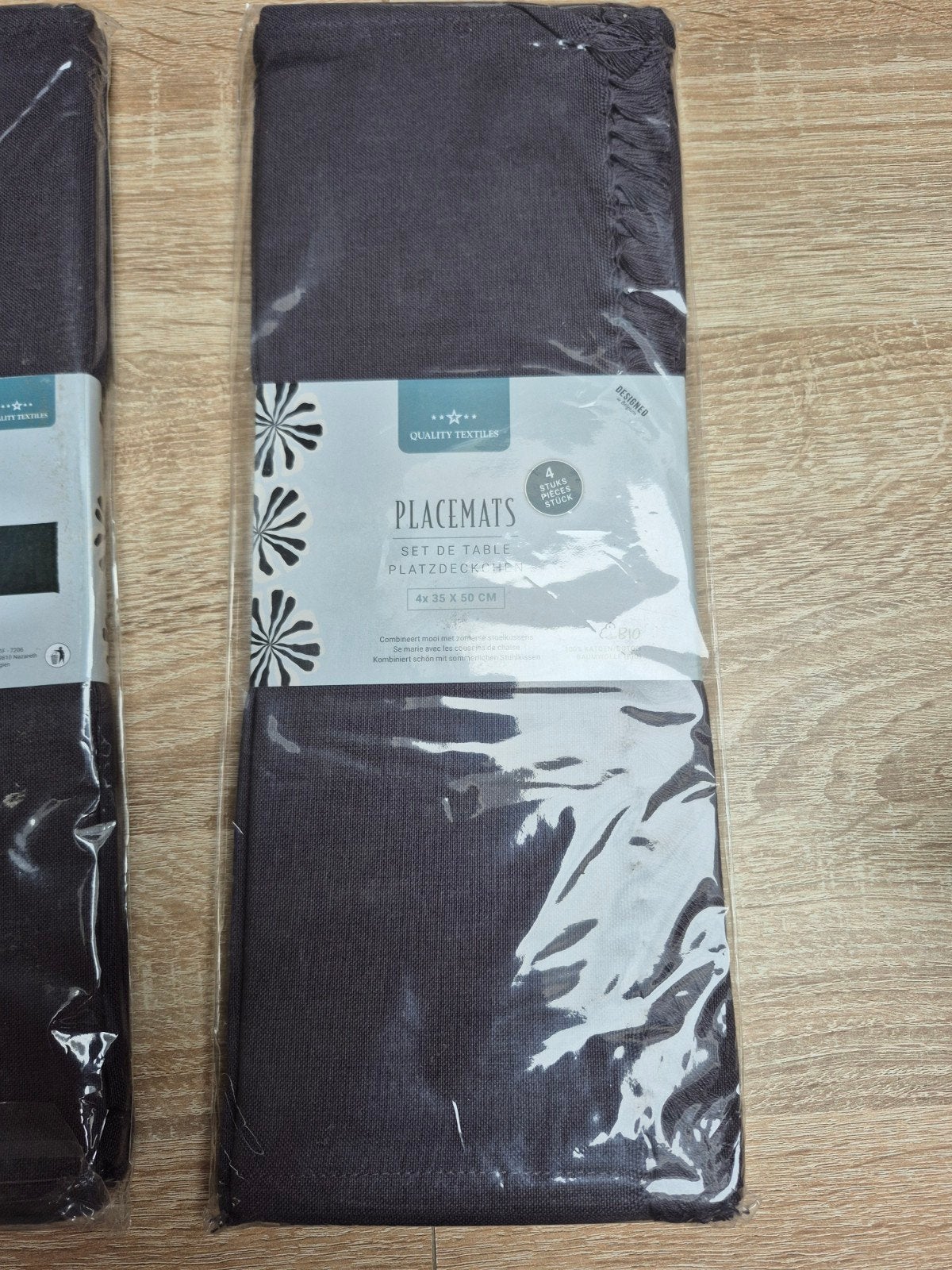 Nieuwe set van 4 placemats – Antraciet – 100% BIO katoen, Ophalen