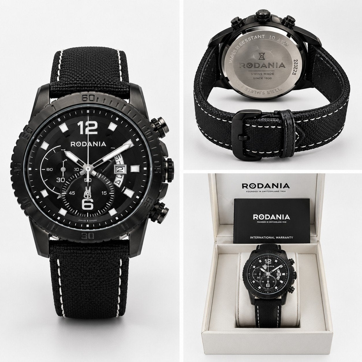 Rodania herenhorloge - zwart, Handtassen en Accessoires, Ophalen of Verzenden, Zo goed als nieuw, Polshorloge, Overige merken
