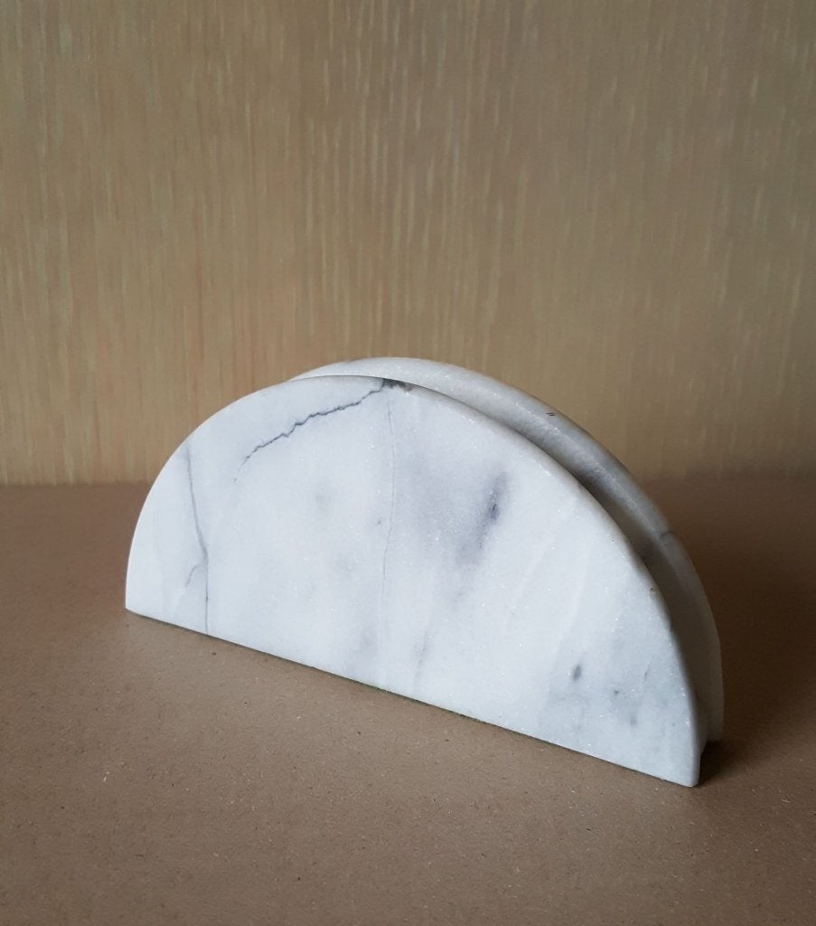 Vintage marmeren servethouder / brievenhouder - wit, Vintage, Gebruikt, Ophalen of Verzenden, Wit