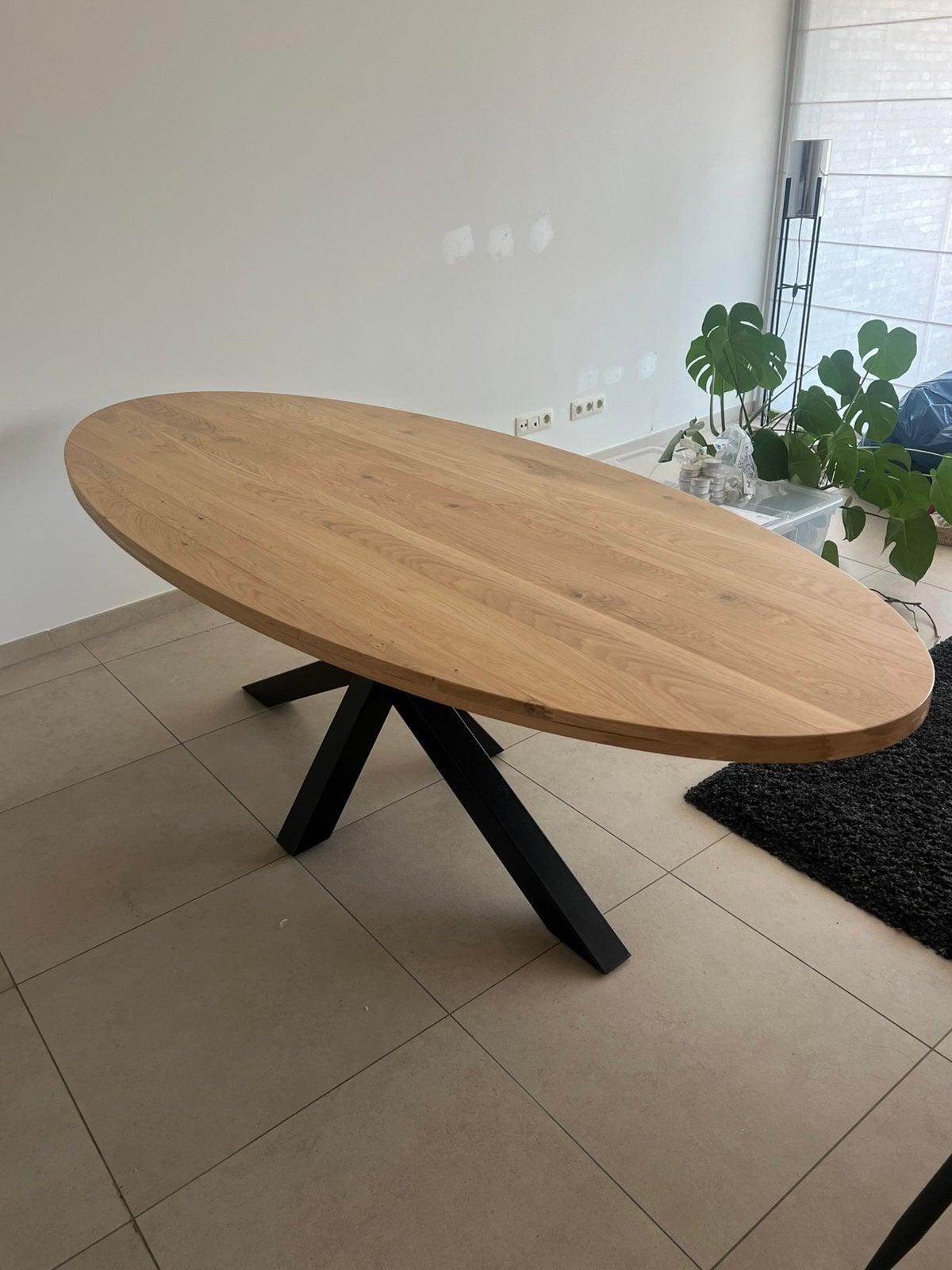 Eiken eettafel – Smoked Oak, Ophalen, Zo goed als nieuw, Ovaal