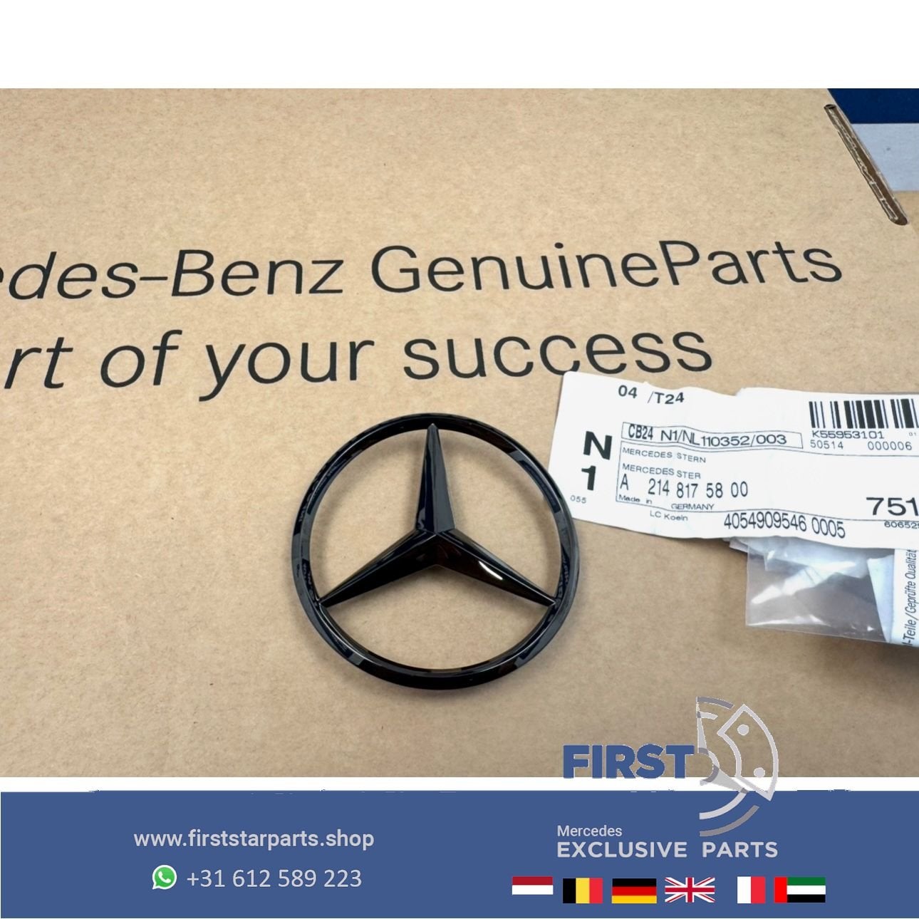 W214 STER Kofferbak LOGO achterklep EMBLEEM zwart W176 W117, Auto-onderdelen, Gebruikt, -, Ophalen of Verzenden, -