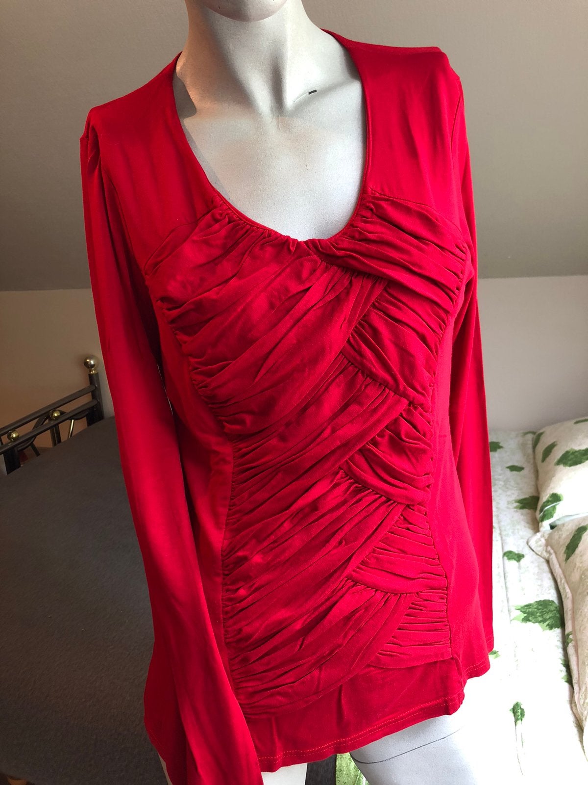 T-shirt lange mouw rood maat L, Kleding | Dames, T-shirts, Ophalen, Maat 42/44 (L), Lange mouw, Gedragen