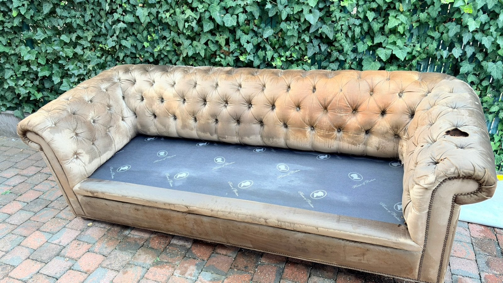 Zetel - Chesterfield stijl, 200 à 250 cm, Banc droit, Enlèvement, Utilisé