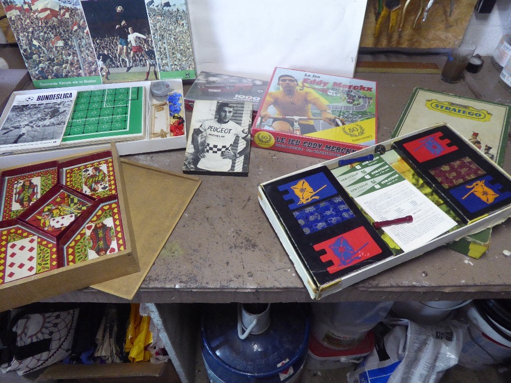 lot brocante jeux société ,stratégo ,Eddy Merckx ...., Hobby & Loisirs créatifs, Enlèvement, Utilisé