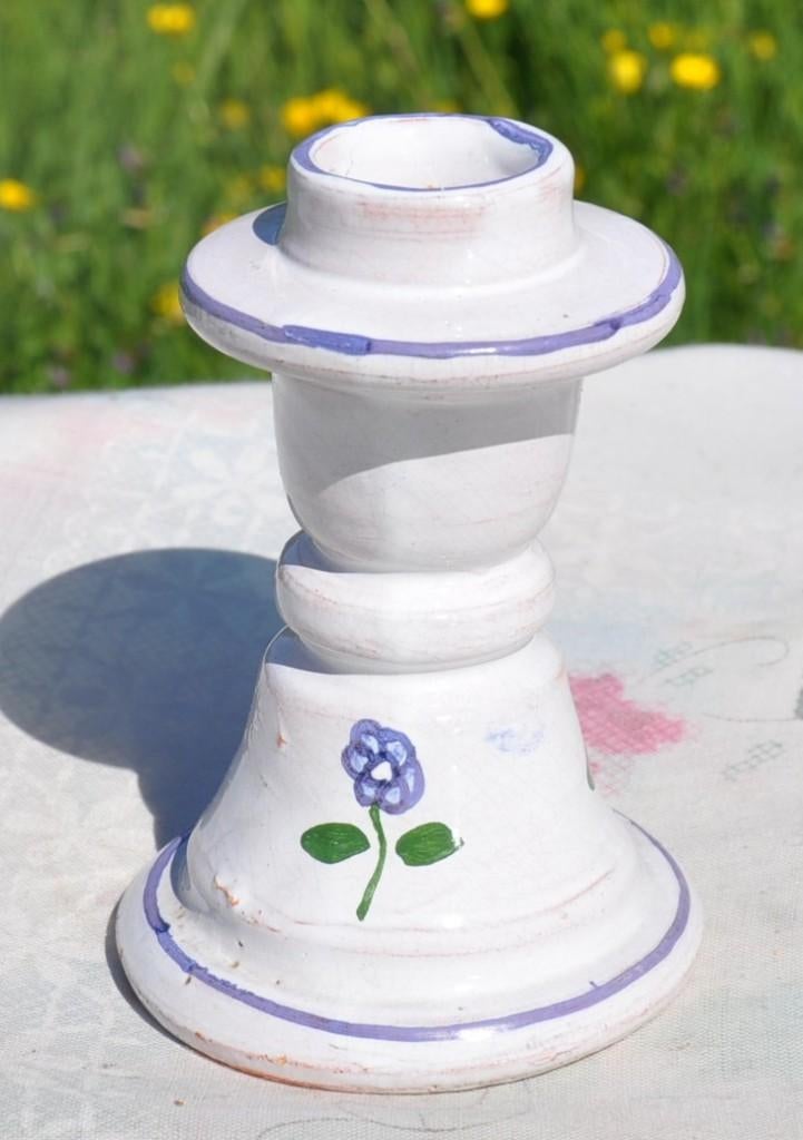 bougeoir en terre cuite émaillée, Enlèvement ou Envoi, Utilisé, Autres matériaux, Chandelier
