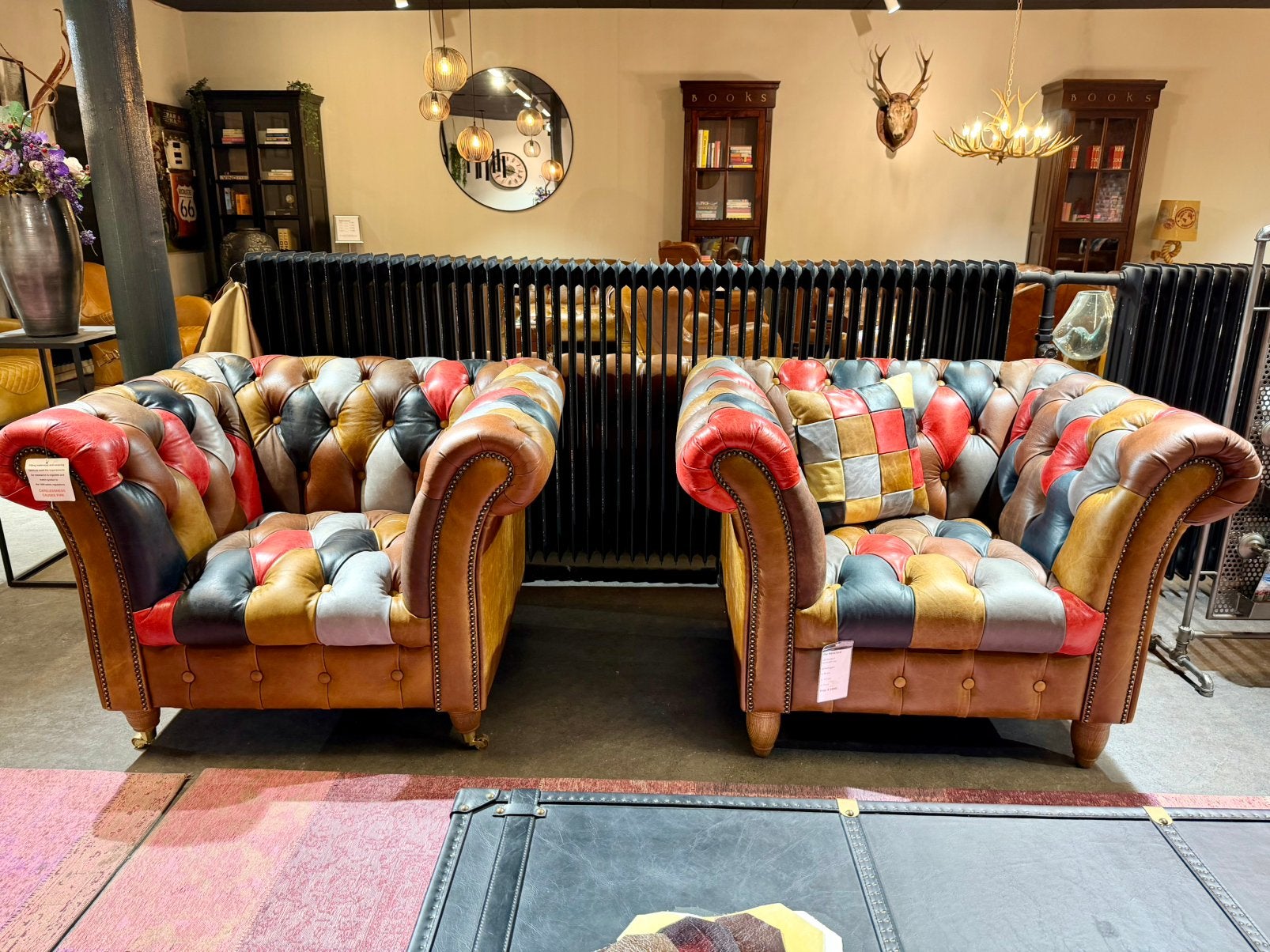 2X GAVE HENSFORD PATCHWORK  CHESTERFIELD CLUBFAUTEUILS, Ophalen of Verzenden