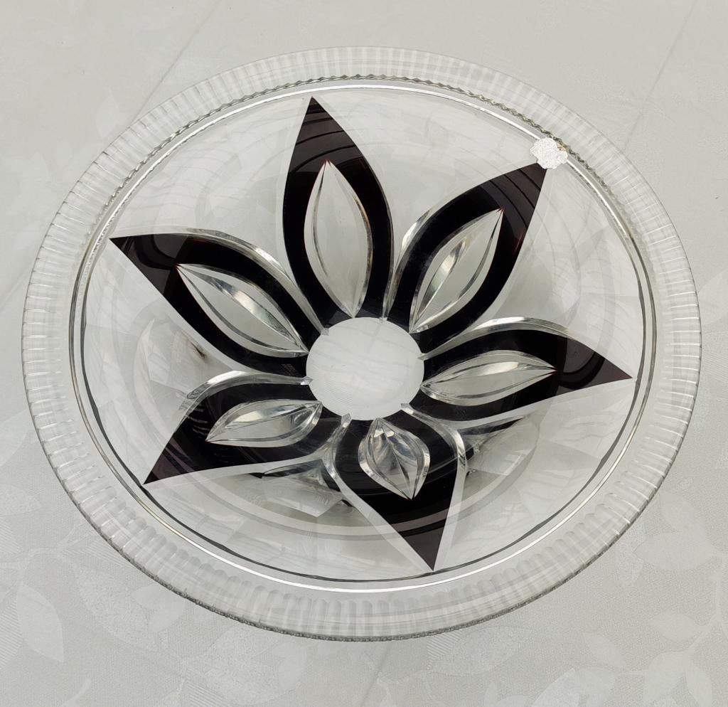 Centre de table cristal doublé noir Val Saint Lambert 1950, Enlèvement