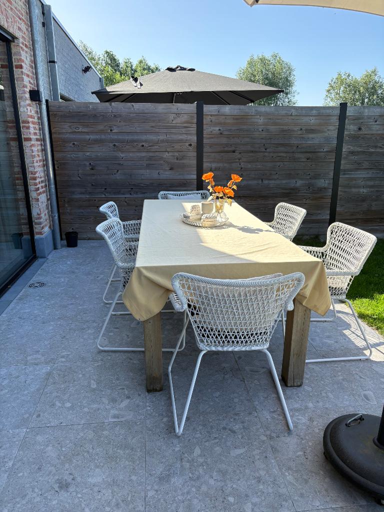 6 tuinstoelen + gratis houten tuintafel (indien gewenst), Enlèvement, Utilisé, Synthétique