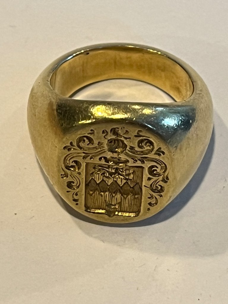 Chevalière ancienne en or – armoirie héraldiques, Enlèvement, Or, Or