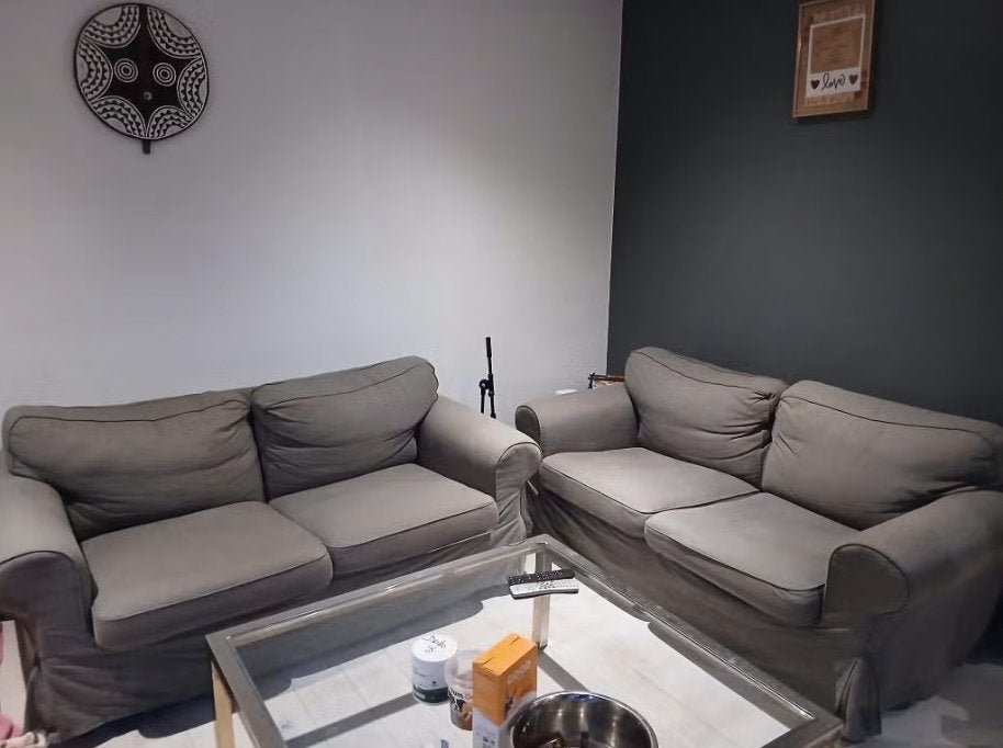 2 canapés Ektorp de 2 places, Banc droit, Bois, Enlèvement, Utilisé