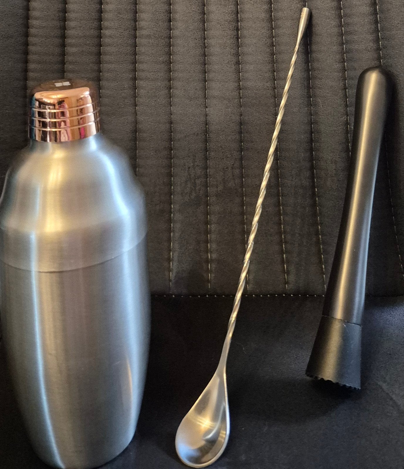 Set à cocktail Waterdrop (shaker + cuillère + pilon), Neuf, Enlèvement ou Envoi, Autres marques, Argent