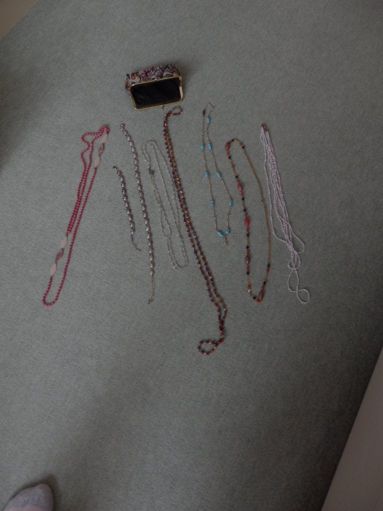 dameskettingen + pochette, Bijoux, Sacs & Beauté, Colliers, Enlèvement, Comme neuf, Autres couleurs, Autres matériaux