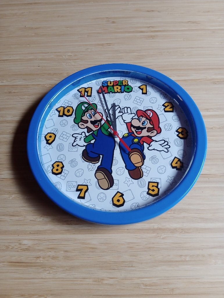 Super Mario klok, Kinderen en Baby's, Kinderkamer | Inrichting en Decoratie, Ophalen, Zo goed als nieuw, Klok