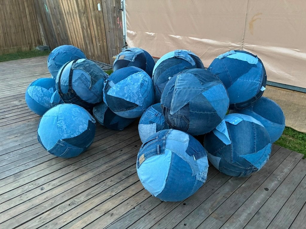 Feestdecoratie - Bol in denim, Ophalen, Nieuw