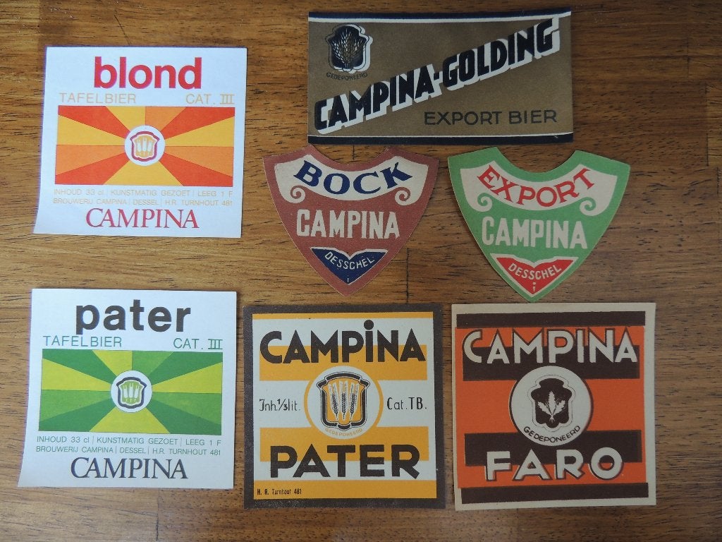 Campina Dessel Bier etiket 7 stuks, Verzenden, Zo goed als nieuw, Overige typen