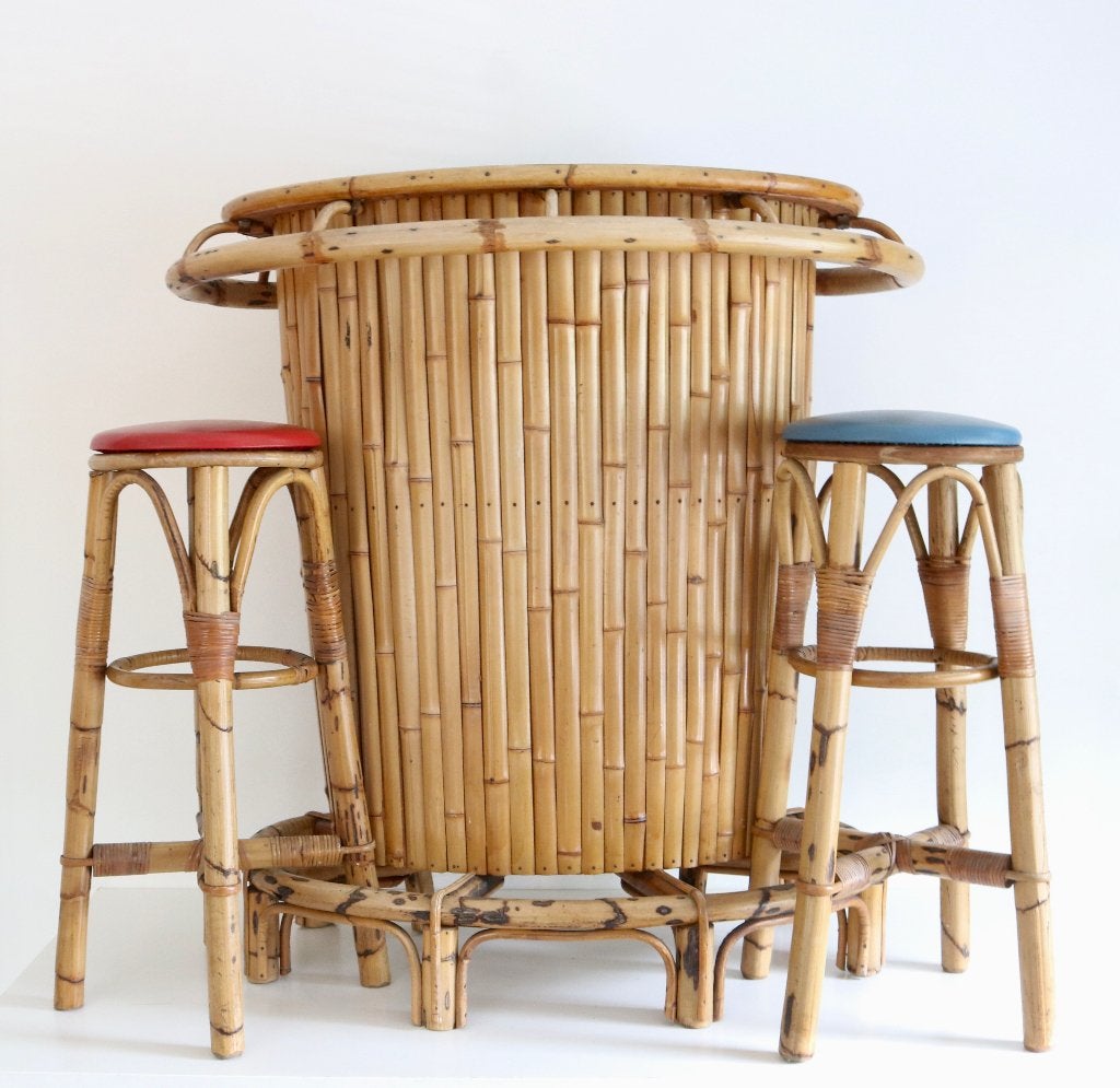 Vintage mid-century bamboe Tiki cocktailbar 60s / Retro Bar, Ophalen, Gebruikt