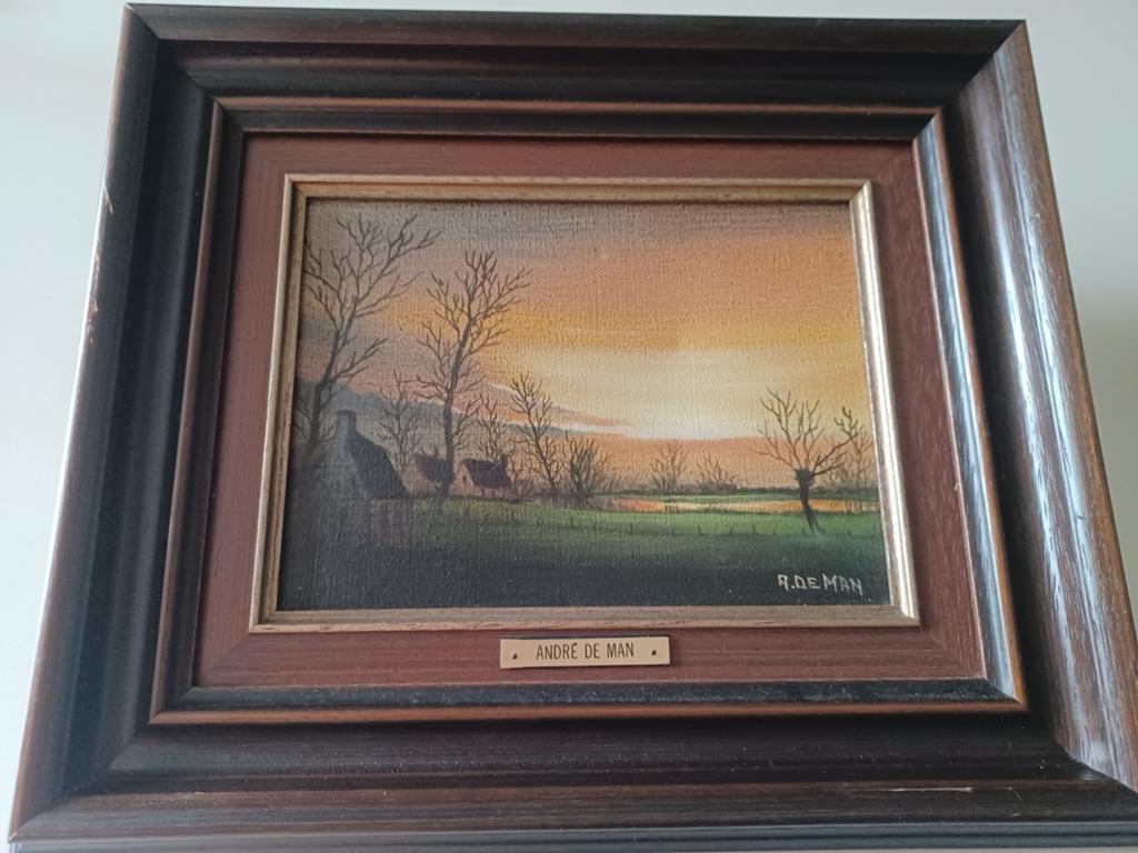 2 schilderijen andré de man, Antiek en Kunst, Ophalen