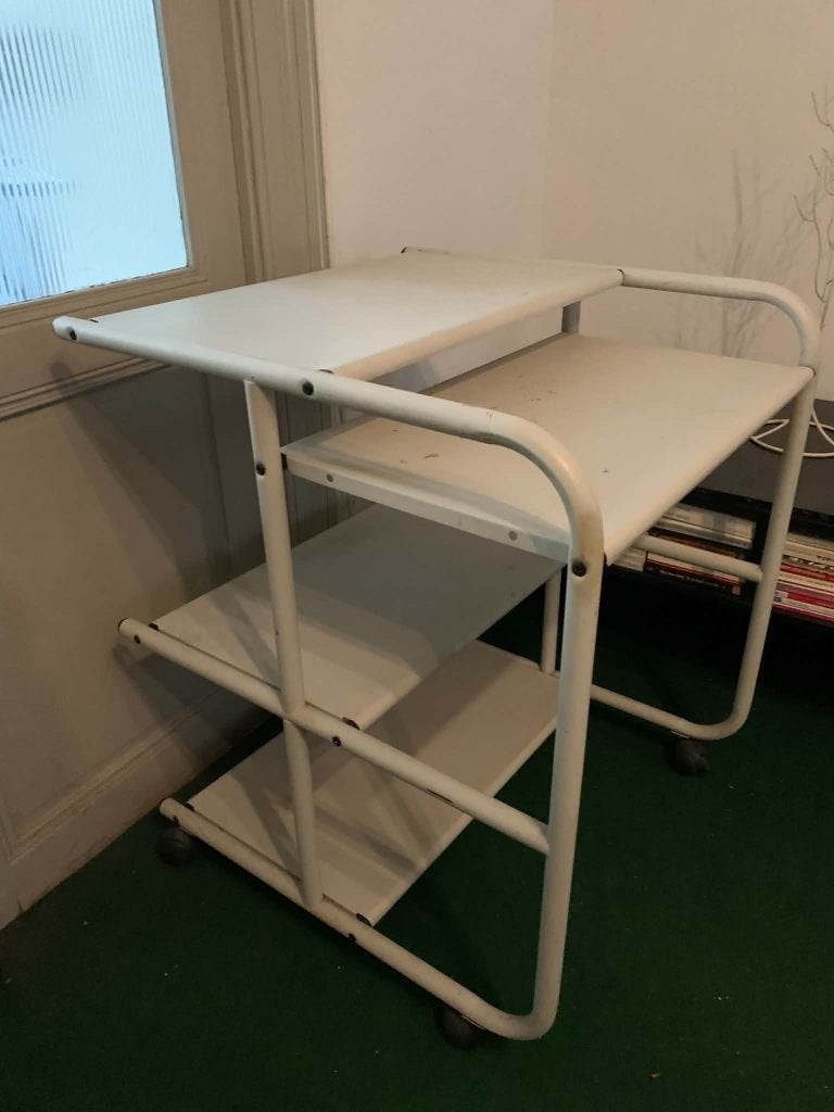 bureau informatique compact et très fonctionnel en métal, Bureau d'ordinateur, Métal, 100 cm, Vintage