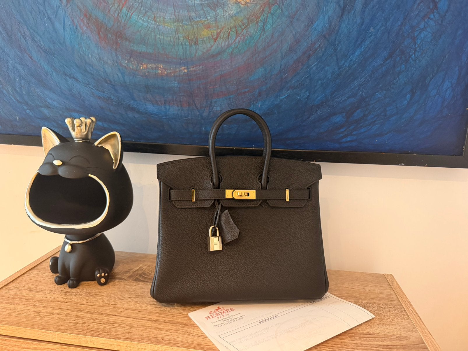 Hermès Birkin 25 Togo Noir – Hardware Gold – Estampille G, Handtassen en Accessoires, Overige Accessoires, Ophalen of Verzenden