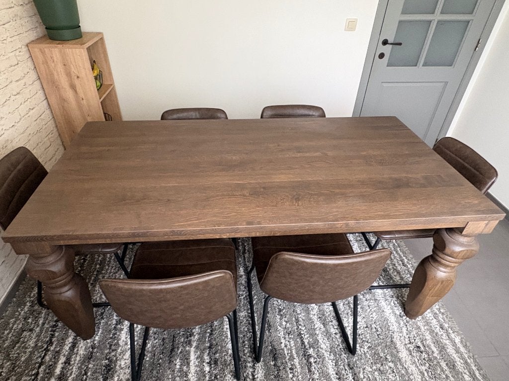 Table à manger en chêne masif, Ophalen, Eikenhout, 50 tot 100 cm, Zo goed als nieuw