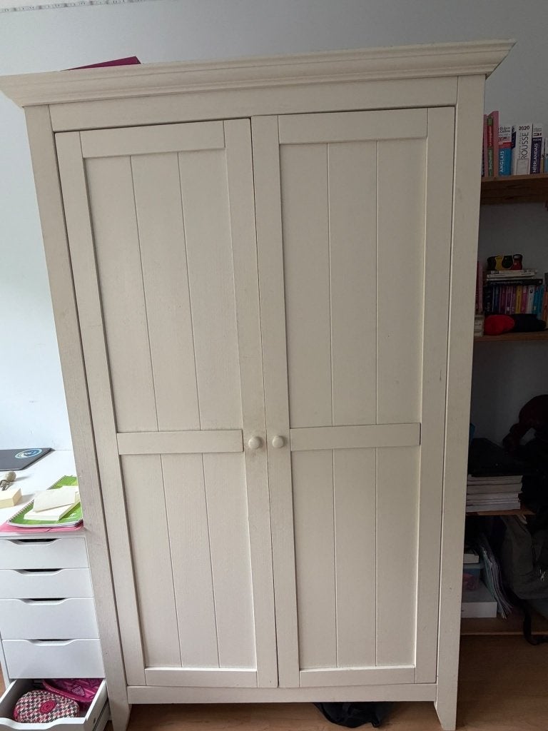 Armoire bois blanc, Bois, Utilisé, 50 à 100 cm, Avec porte(s)