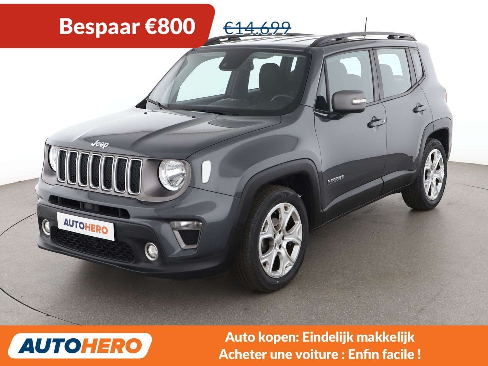 Jeep Renegade 1.0 TGDi Limited 4x2, Autos, Argent ou Gris, Ordinateur de bord, Euro 6, Noir
