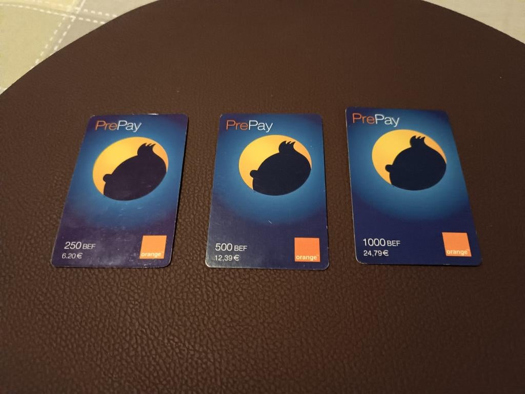 3 telefoonkaarten Kuifje Orange, Computers en Software, Ophalen of Verzenden