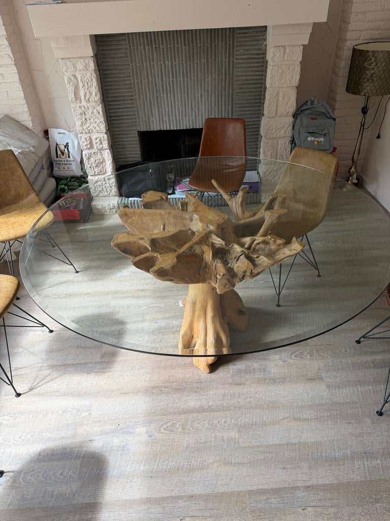 Table design teck blanchie, Enlèvement, Comme neuf, Teck