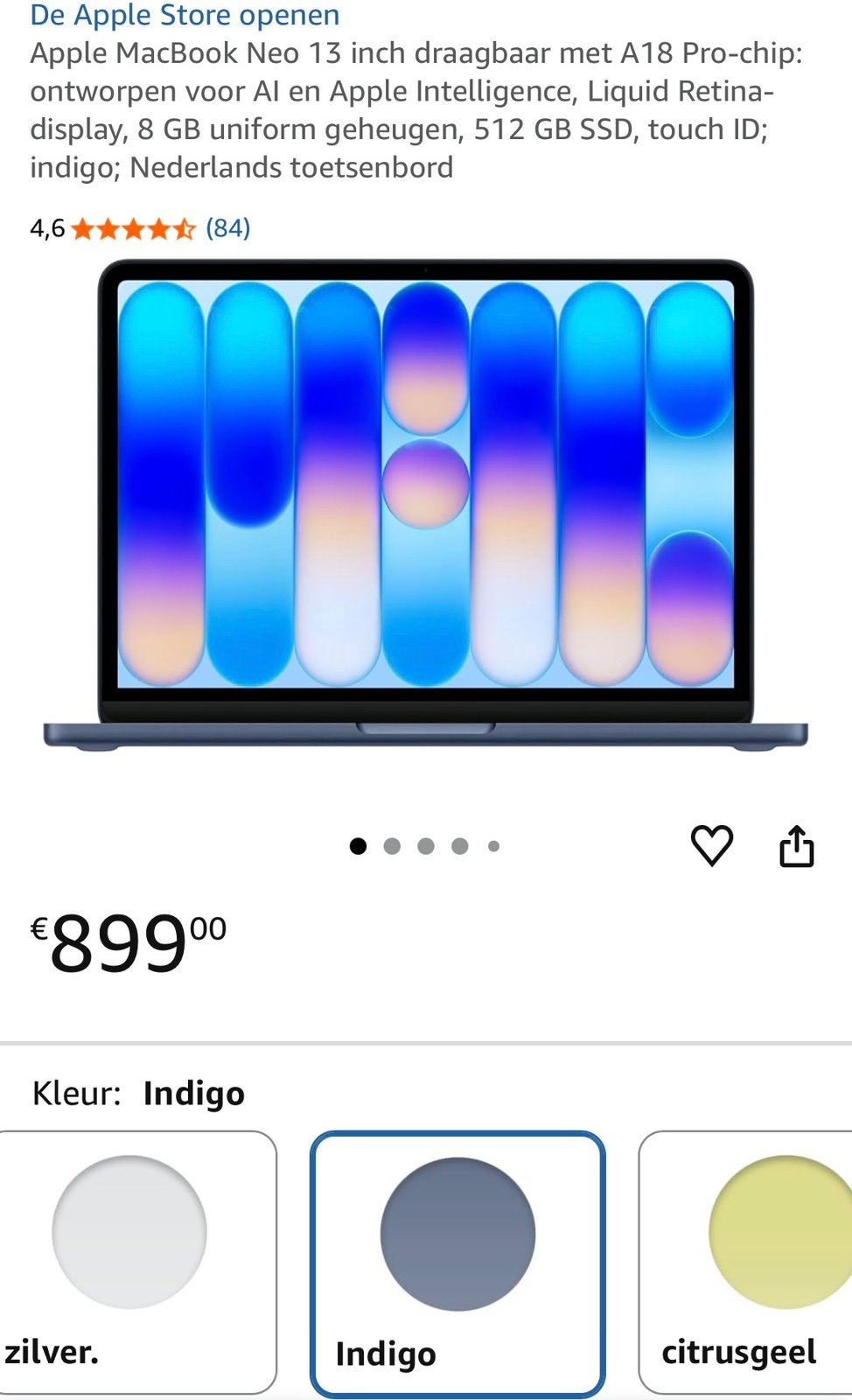 Macbook neo, Ophalen, Zo goed als nieuw, 512 GB, MacBook