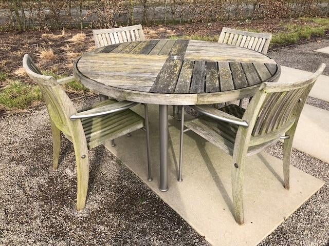 TEAK TUINSET, Tuin en Terras, Ophalen, 4 zitplaatsen, Gebruikt, Eettafel