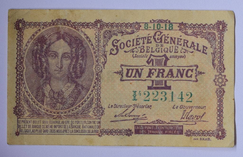 billet 1 franc 8-10-18 mauve, Timbres & Monnaies, Billets de banque | Belgique, Envoi, Billets en vrac
