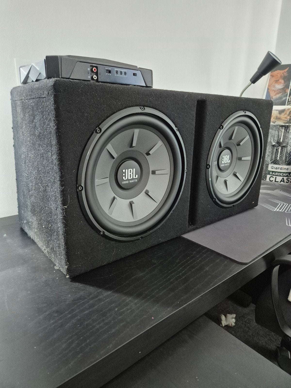 JBL Stage 1220B dubbele 12"subwoofer + JBL GTR-601versterker, Enlèvement