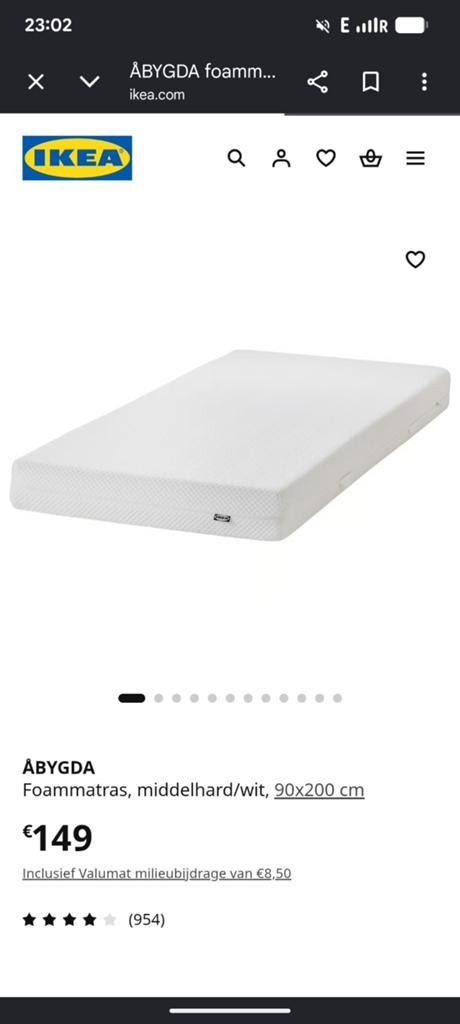 Ikea matras ABYGDA 140x200, Huis en Inrichting, Slaapkamer | Matrassen en Bedbodems, Matras, Ophalen