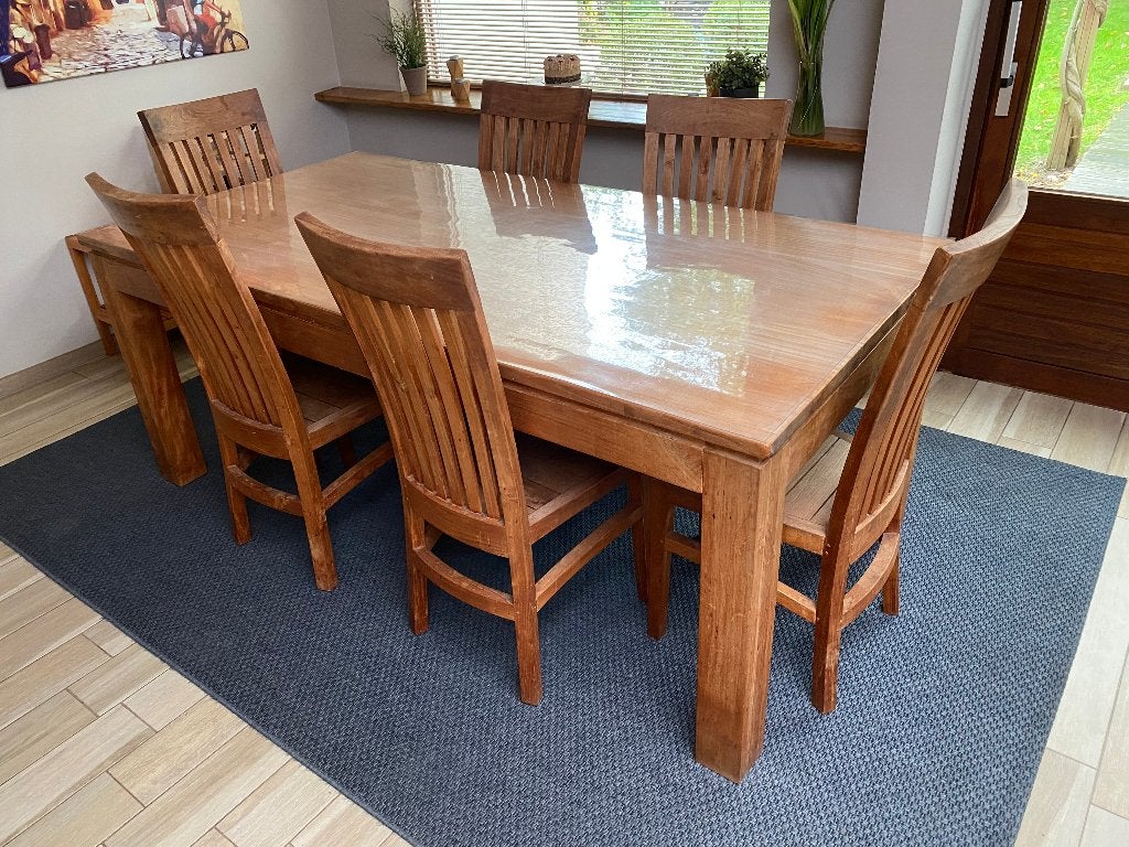 Teakhouten tafel met 6 stoelen, Huis en Inrichting, Ophalen, Gebruikt, Landelijk, teak, gezellig, Teakhout