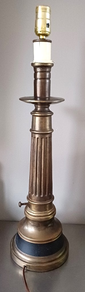 pied de lampe patiné (bronze - cuivre), Antiquités & Art, Enlèvement ou Envoi, Bronze
