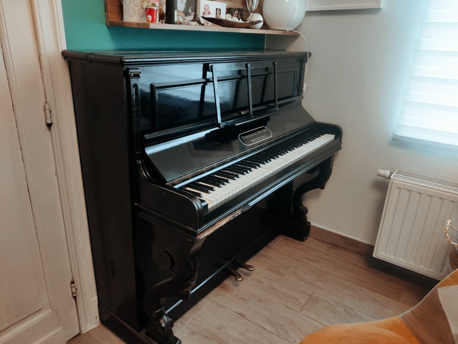 Antieke Belgische piano Stolpaert & Ricard (~1906), Muziek en Instrumenten, Ophalen, Gebruikt, Zwart, Piano