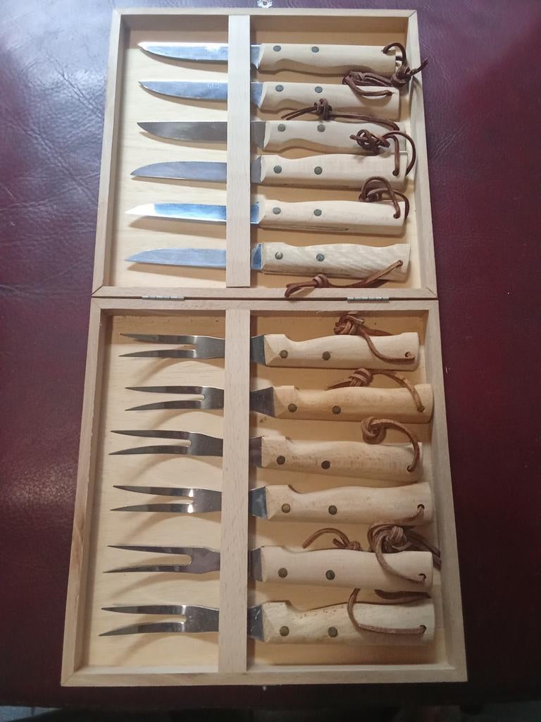 Unieke vintage ongebruikte Loubinox France BBQ bestekset, Ophalen of Verzenden