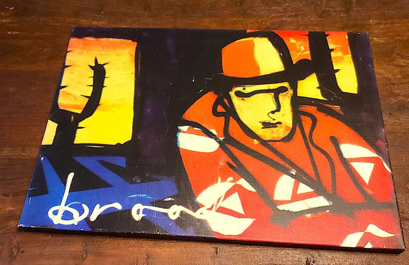 Te koop Herman Brood schilderij op Linne ( zeefdruk ), Handgeschilderd, Zeefdruk, Ophalen of Verzenden, Overige materialen