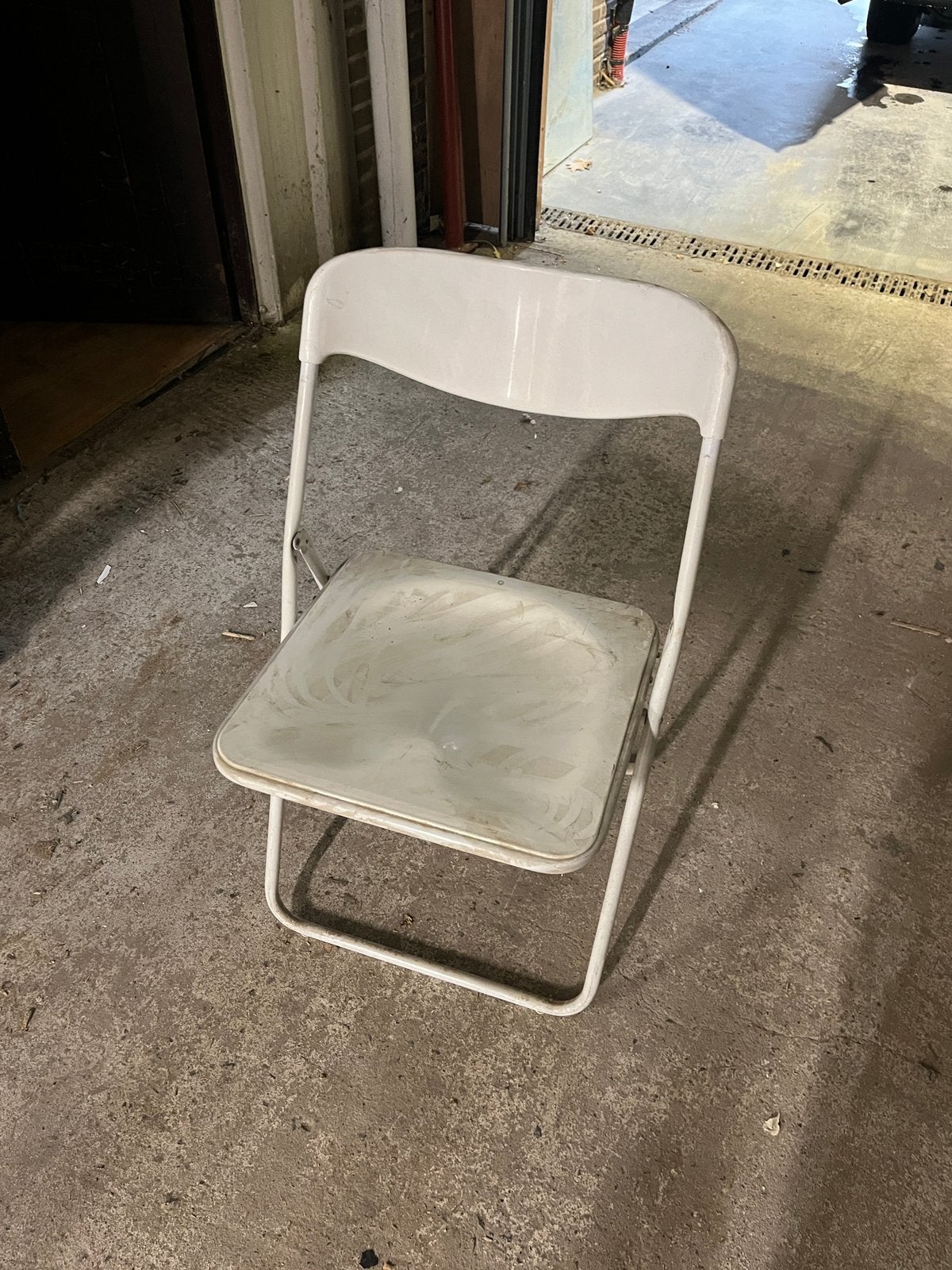 Stoel plooistoel wit pvc metaal, Ophalen, Zo goed als nieuw, Wit, Metaal